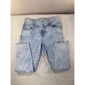 So High Rise Mom Jean Acid Wash Distressed Denim Women's Size 30W
